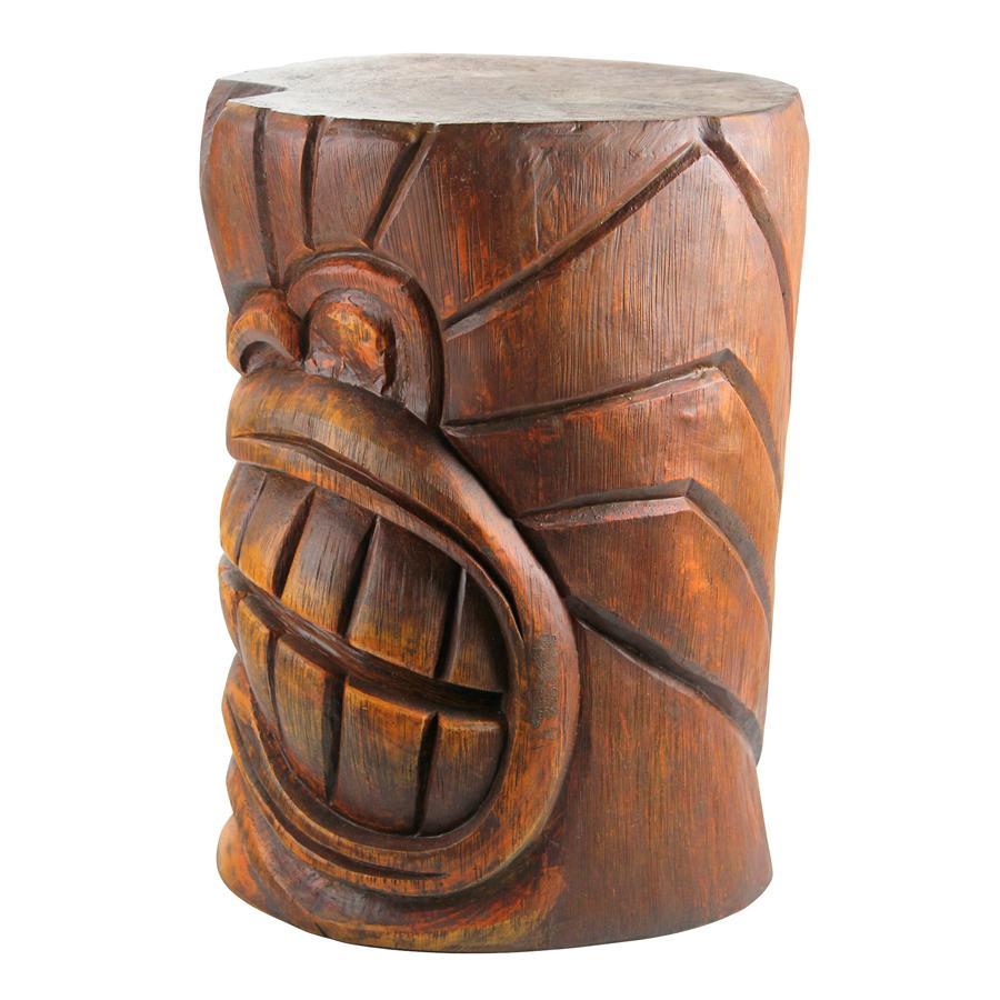歯を見せるハワイのティキ ミニテーブル彫刻オブジェインテリアガーデンアウトドア装飾品置物神像トロピカルハワイアン雑貨飾りカナロア 