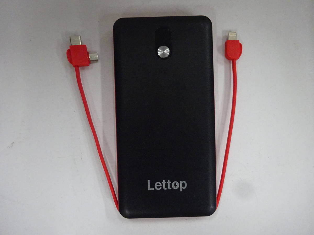 (く-L-1747) モバイルバッテリー 10000mAh Lettop Input DC5V2A Output DC5V 2A 動作確認済 中古品_画像6