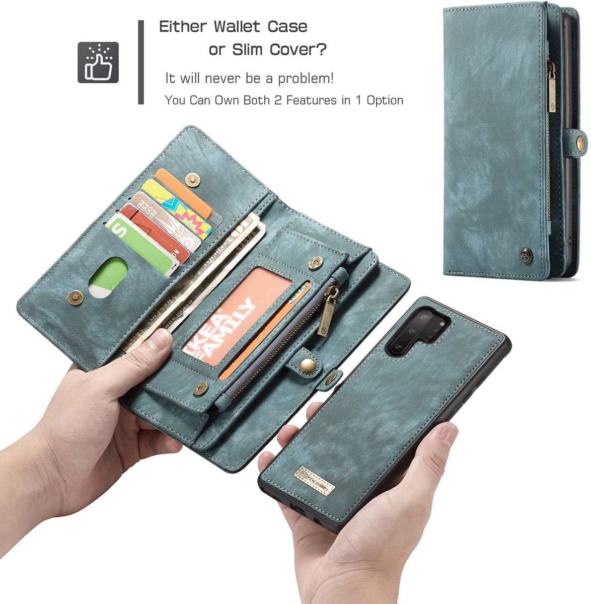 Galaxy note10+ レザーケース　SC-01M SCV45 ギャラクシーノート10 プラス　ケース　手帳型 お財布付き カード収納 カバー　blue_画像1