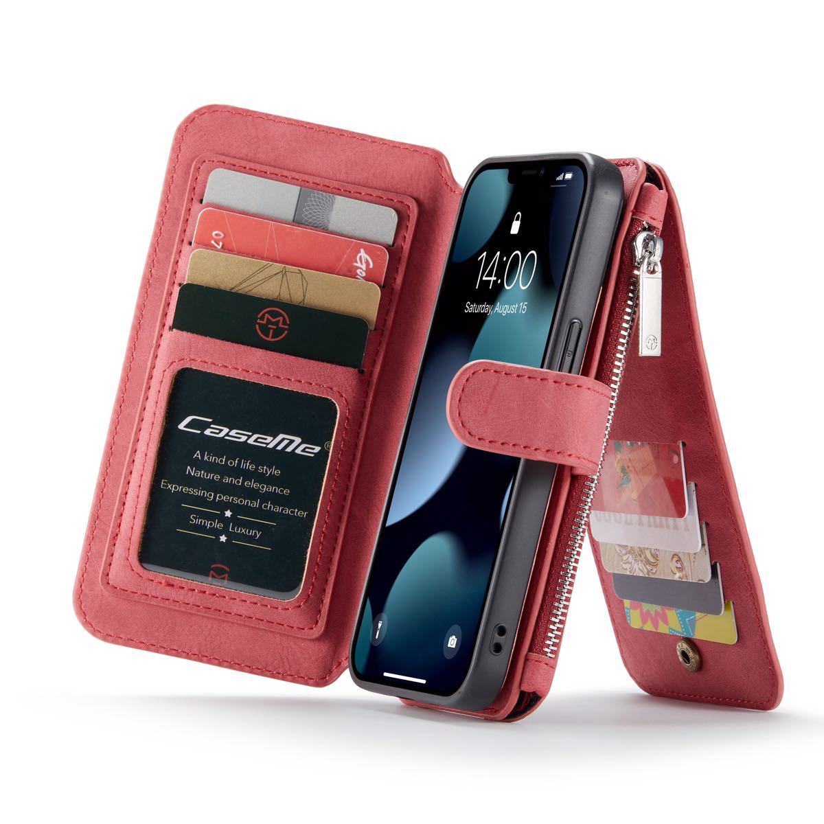 iPhone 13 mini レザーケース アイフォン13 ミニ　ケース 手帳型 お財布付き カード収納 財布型_画像8