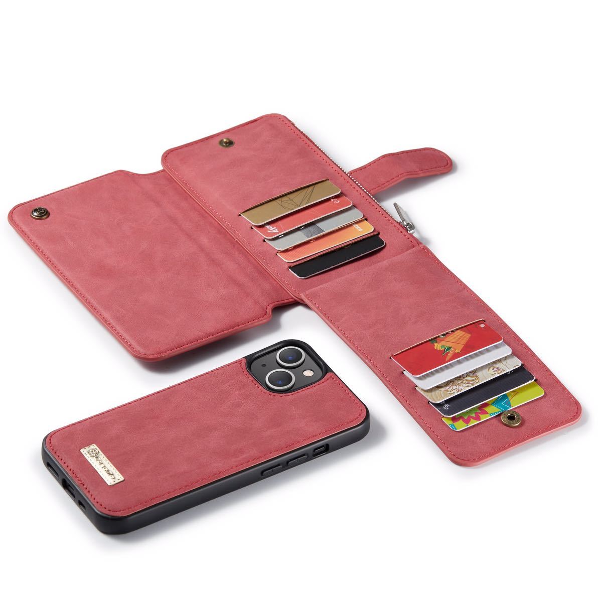 iPhone 13 mini レザーケース アイフォン13 ミニ　ケース 手帳型 お財布付き カード収納 財布型_画像3