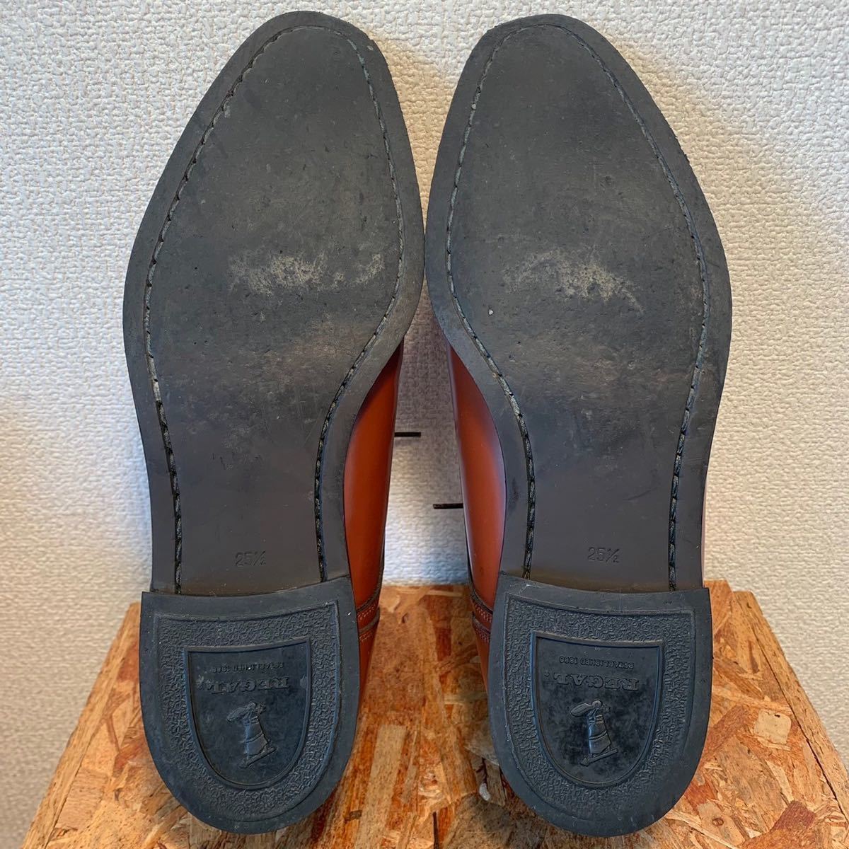 (424)REGAL リーガル Worth collecion【25.5cm】茶 外羽根 Uチップ ビジネスシューズ 革靴 紳士靴_画像6