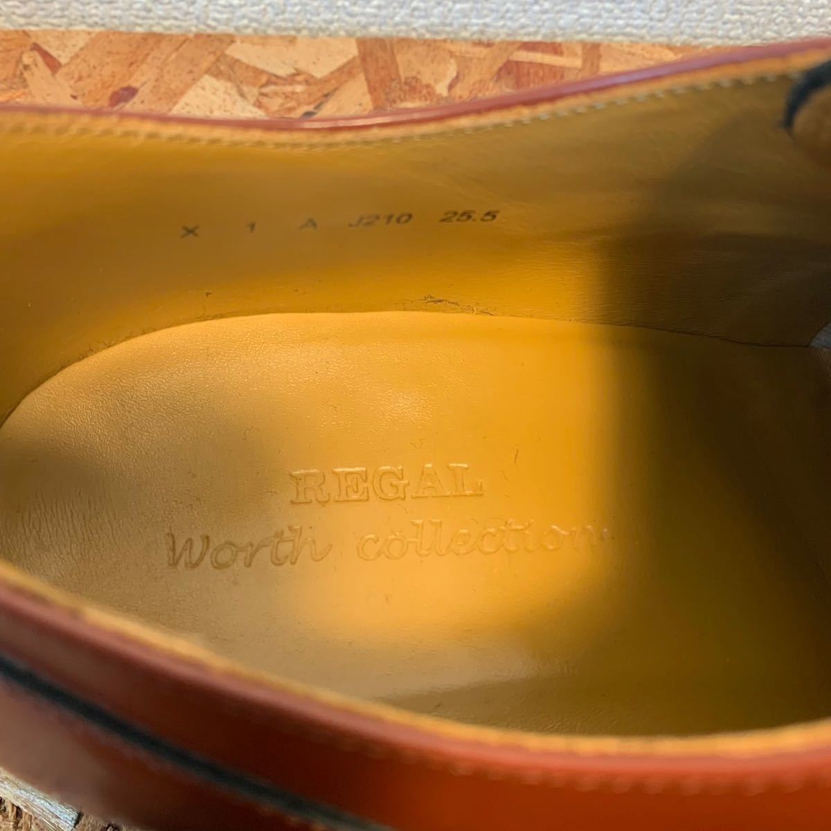 (424)REGAL リーガル Worth collecion【25.5cm】茶 外羽根 Uチップ ビジネスシューズ 革靴 紳士靴_画像9