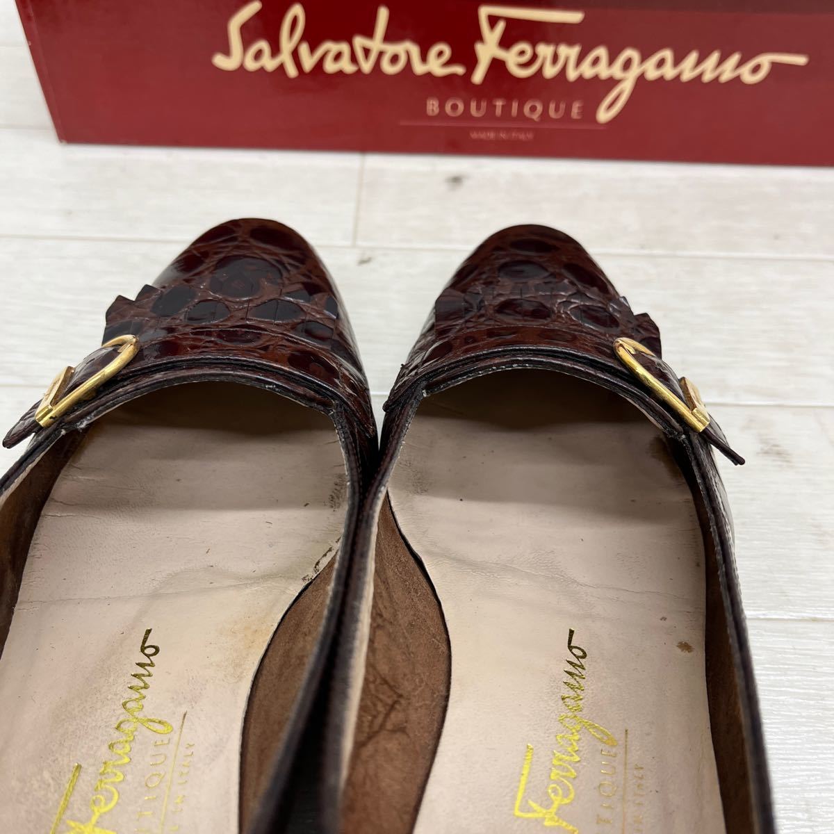 1298◎ イタリア製 Salvatore Ferragamo サルヴァトーレ フェラガモ 靴 パンプス ローファー タッセル ブラウン レディース6_画像8