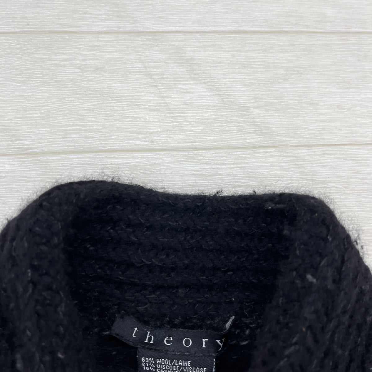 1312* theory theory tops knitted coat long height long sleeve fulvic tongue border cashmere mixing casual black lady's P/TP