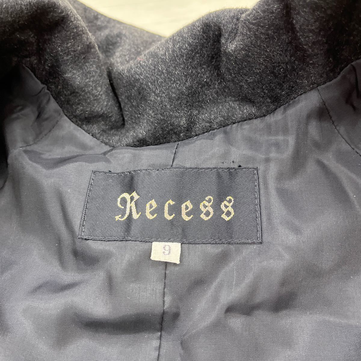 1312* Recess tops long turn-down collar coat long sleeve cashmere 100 casual plain black lady's 9