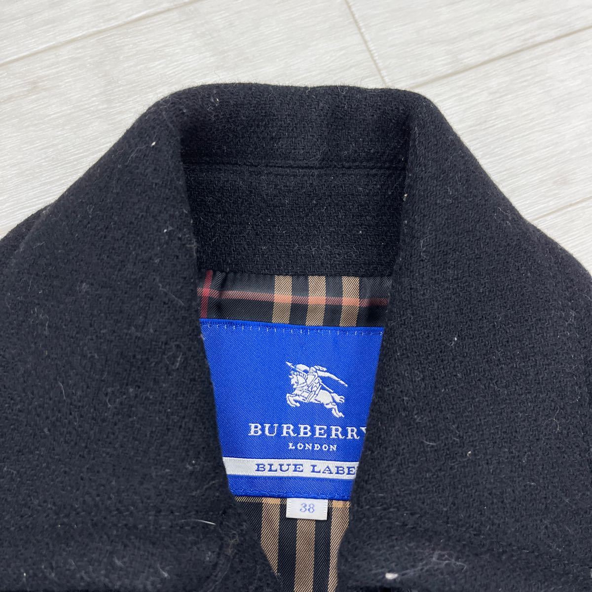 1312◎ 日本製 三陽商会 BURBERRY BLUE LABEL バーバリー ブルー レーベル トップス ロング コート ブラック レディース38の画像4