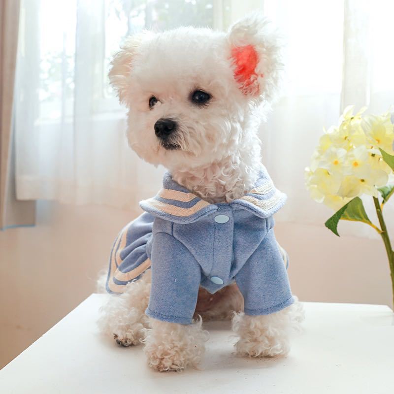 ペット　Sサイズ　セーラー服　ドレス　服　スカート　犬　猫　冬　可愛い　暖かい　小型犬用　防寒着 犬服_画像3