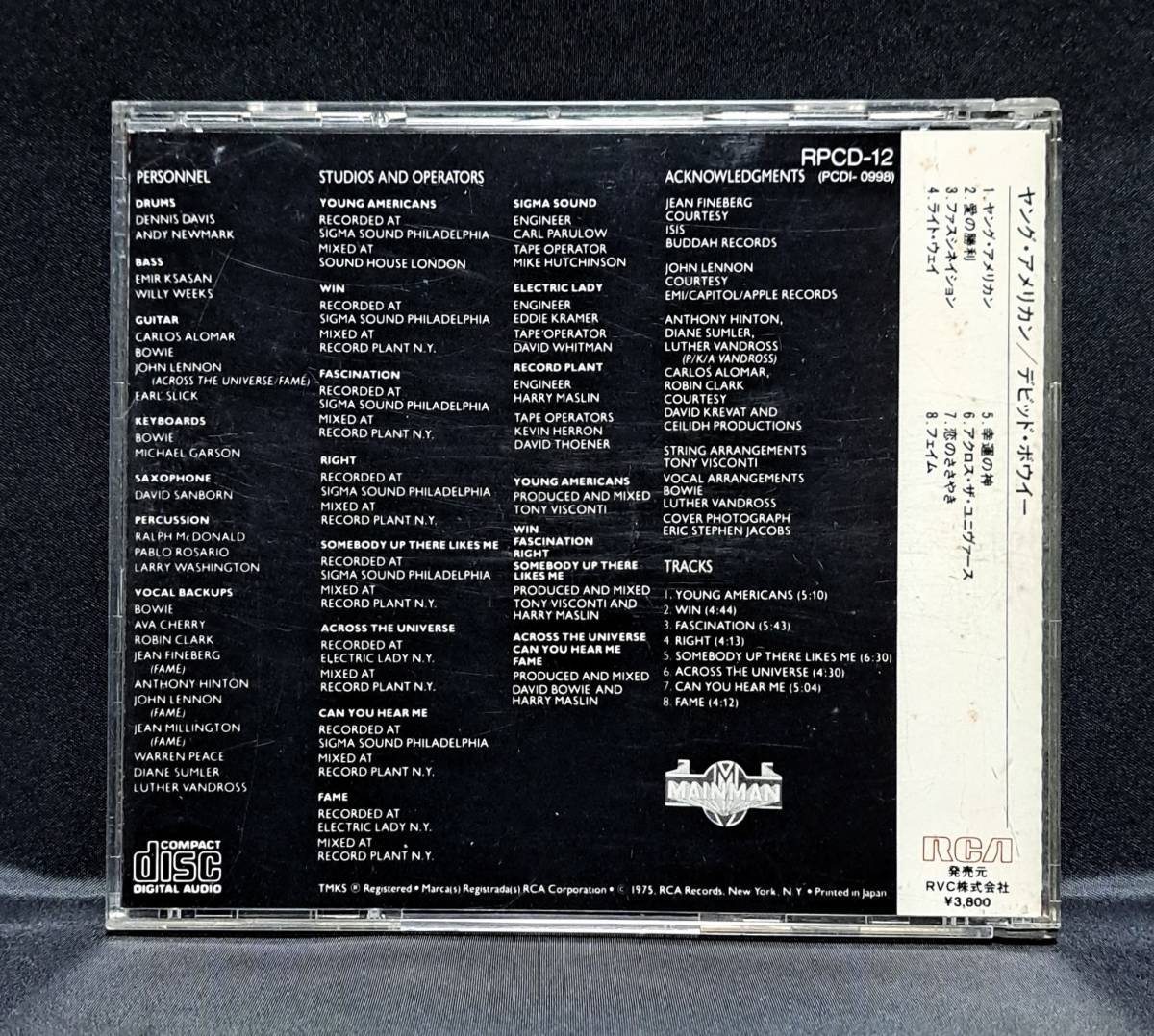 【RPCD-12】デヴィッド・ボウイ/ヤング・アメリカンズ 税表記なし 3800円 RVC規格 デビッド・ボウイー David Bowie/Young Americansの画像2