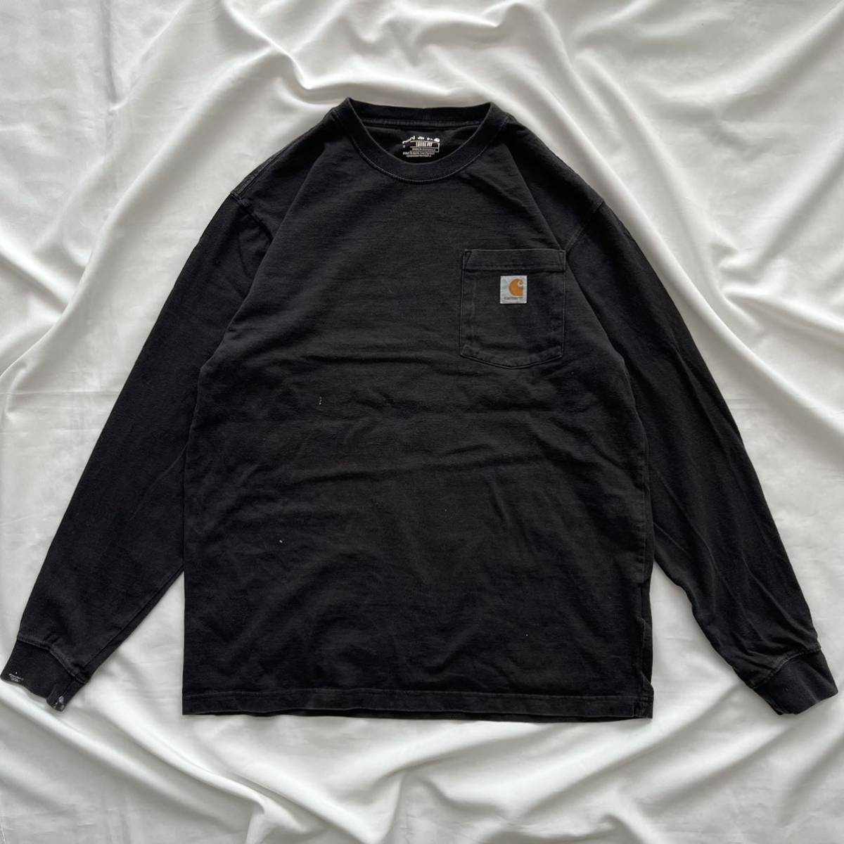 カーハート carhartt 長袖 ポケットロングTシャツ 黒 ブラック Mサイズ BLK 刺繍ロゴ 送料込 Pocket ロンT 古着_画像1