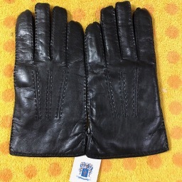高品質ポルトラーノ皮革使用　革手袋　黒　ライナーニットLサイズ_画像1
