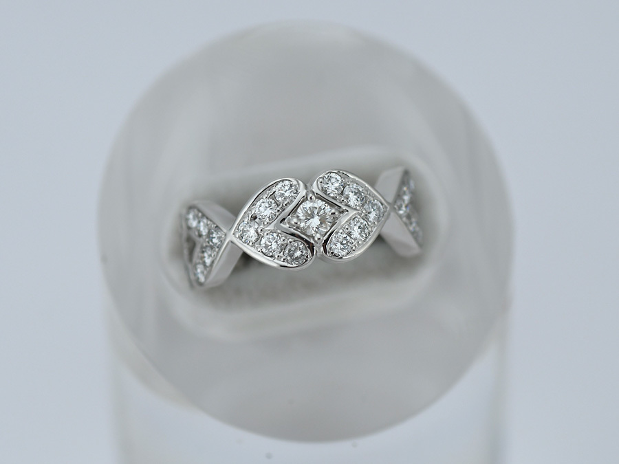 【代引可】 0.853ct ダイヤモンド ファッションリング Pt900 ハートエタニティデザイン 中古 研磨仕上げ済 ハートデザインリング プラチナ サイズ9号 プラチナ台