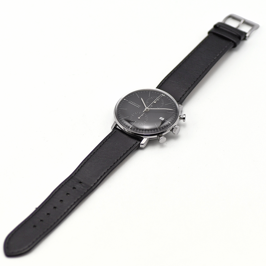 ユンハンス JUNGHANS マックスビル クロノスコープ クロノグラフ オートマティック 027/4601.04 自動巻 SS/レザー メンズ 腕時計 中古の画像4