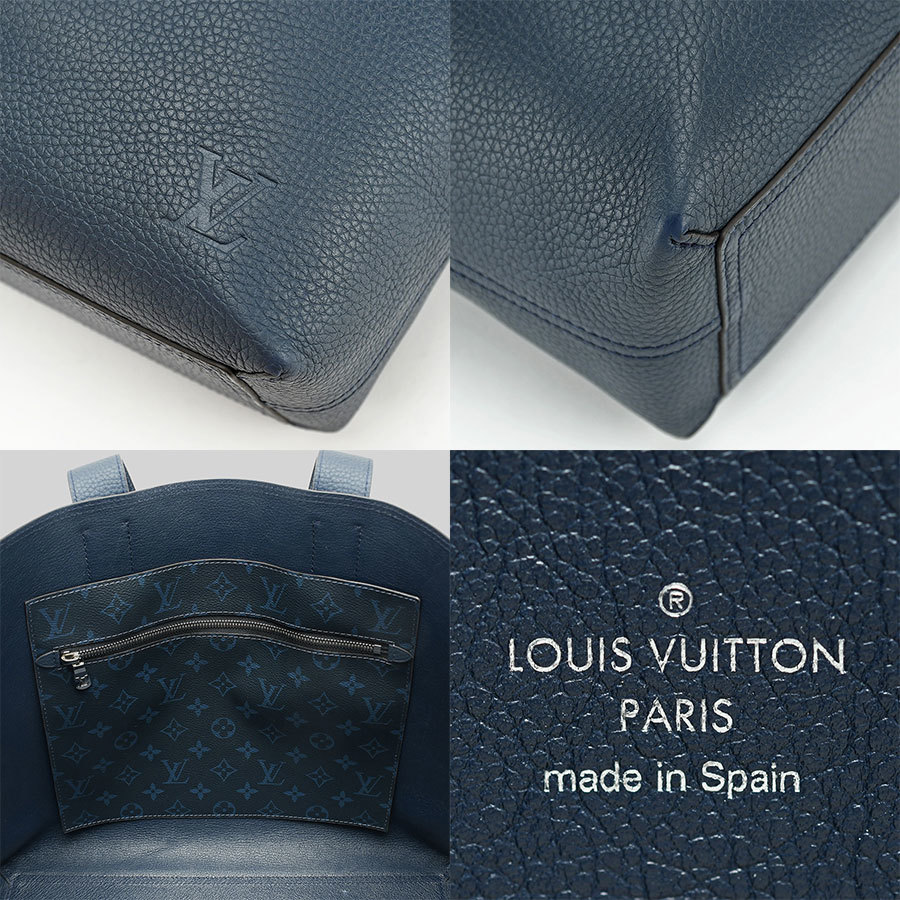 ルイヴィトン LOUIS VUITTON カバ ヴォワヤージュ NV トートバッグ M53240 トリヨンレザー ネイビー ブルー ショルダー 肩掛け メンズ 中古_画像6