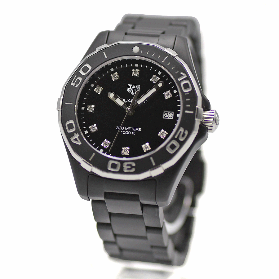  TAG Heuer TAG HEUER Aquaracer WAY1397.BH0743 quartz mat black ceramic 11P diamond lady's wristwatch used 