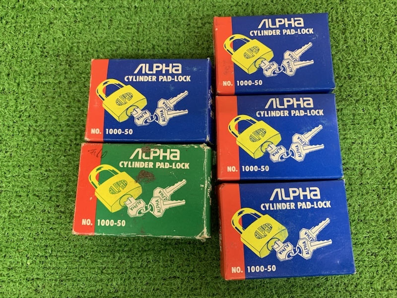 【未使用品】アルファ/ALPHA 南京錠 NO.1000-50 緑箱1点+青箱4点　s680_画像3