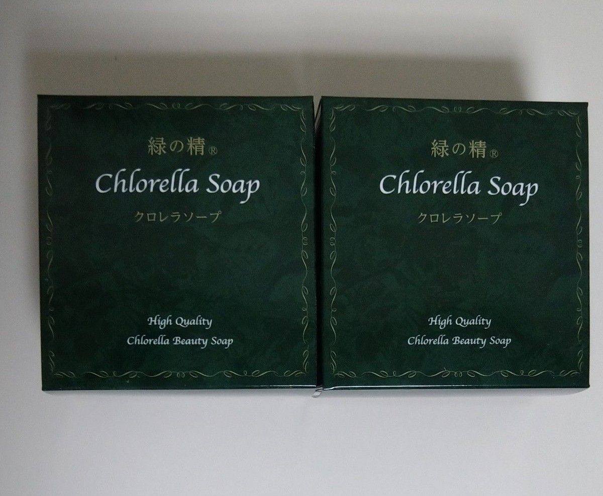 稀少　未使用　緑の精ソープ　Chlorella Soap　クロレラソープ　化粧石鹸　標準重量100g × 2個　まとめ売り　日本製