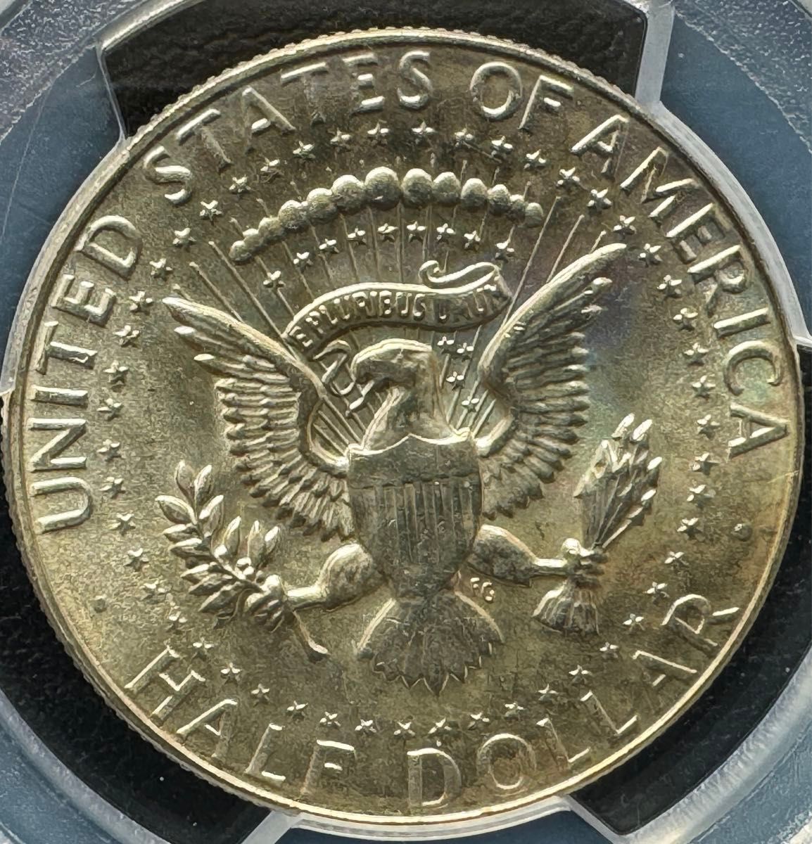 アメリカ1969-D年 50セントケネディ 銀貨 PCGS MS65、旧硬貨
