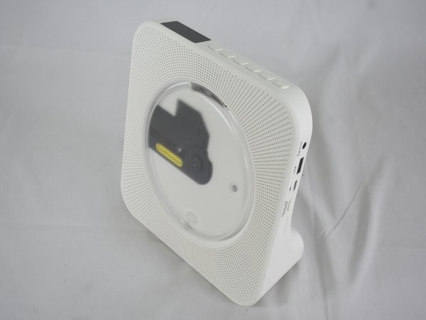1円スタート Fohil CDプレーヤー CD再生 ラジオ Bluetooth 音楽再生 卓上置き式 リモコン付 LEDディスプレイ ホワイト A04562_画像1