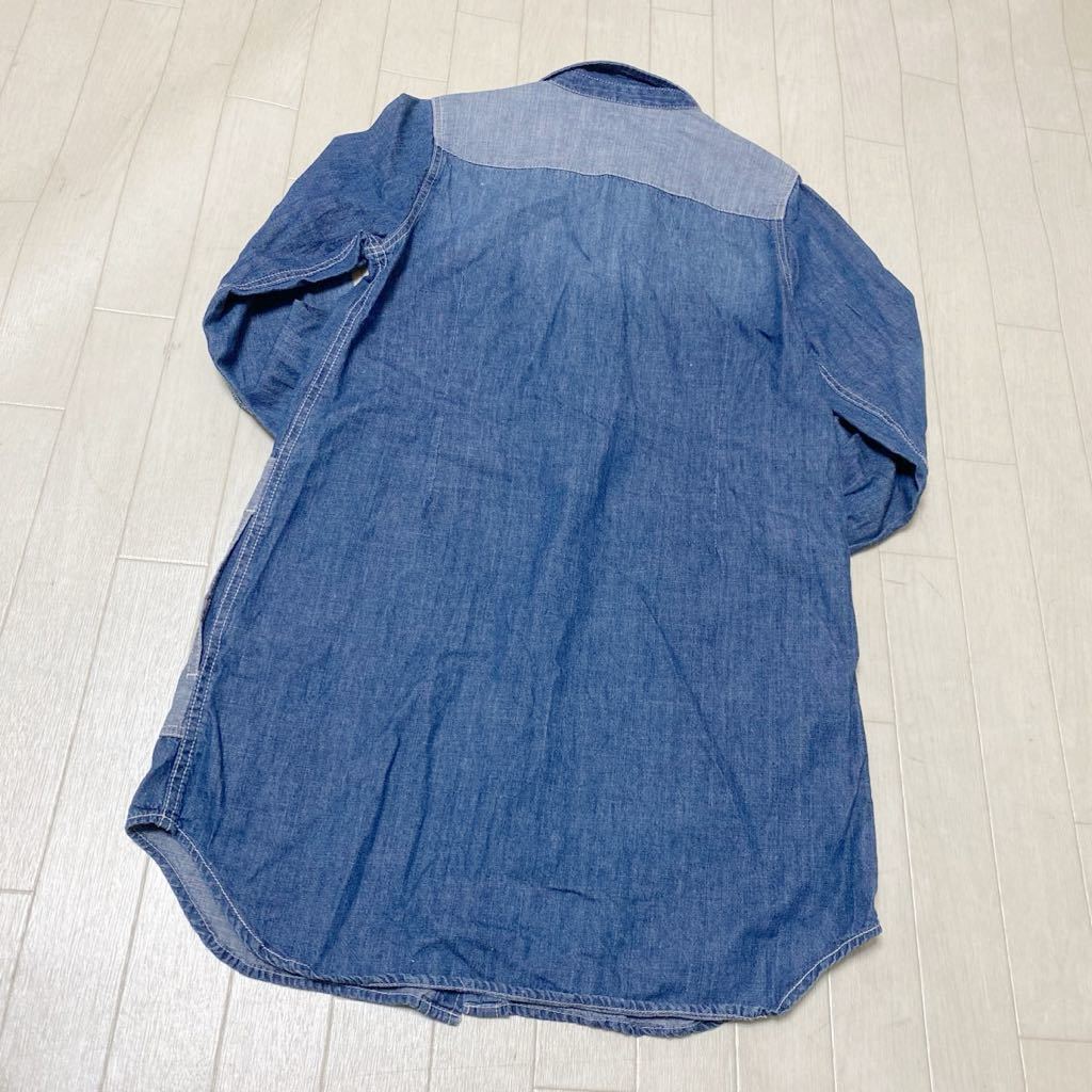 3801☆ BEAMS HEART ビームス ハート トップス デニムシャツ ロングシャツ レディース F ブルーの画像2