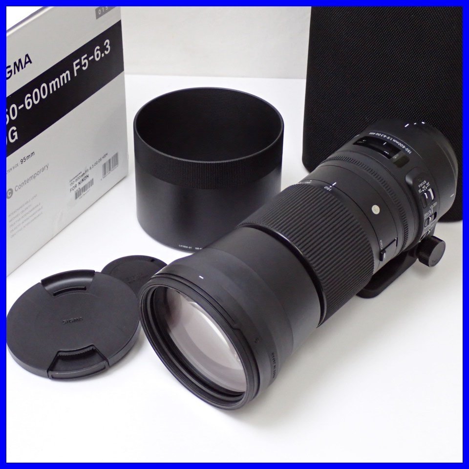 ★SIGMA/シグマ ニコン用 AF 150-600mm F5-6.3 DG OS HSM Contemporary レンズ/オートフォーカス/付属品多数/ジャンク扱い&1938900172_画像1