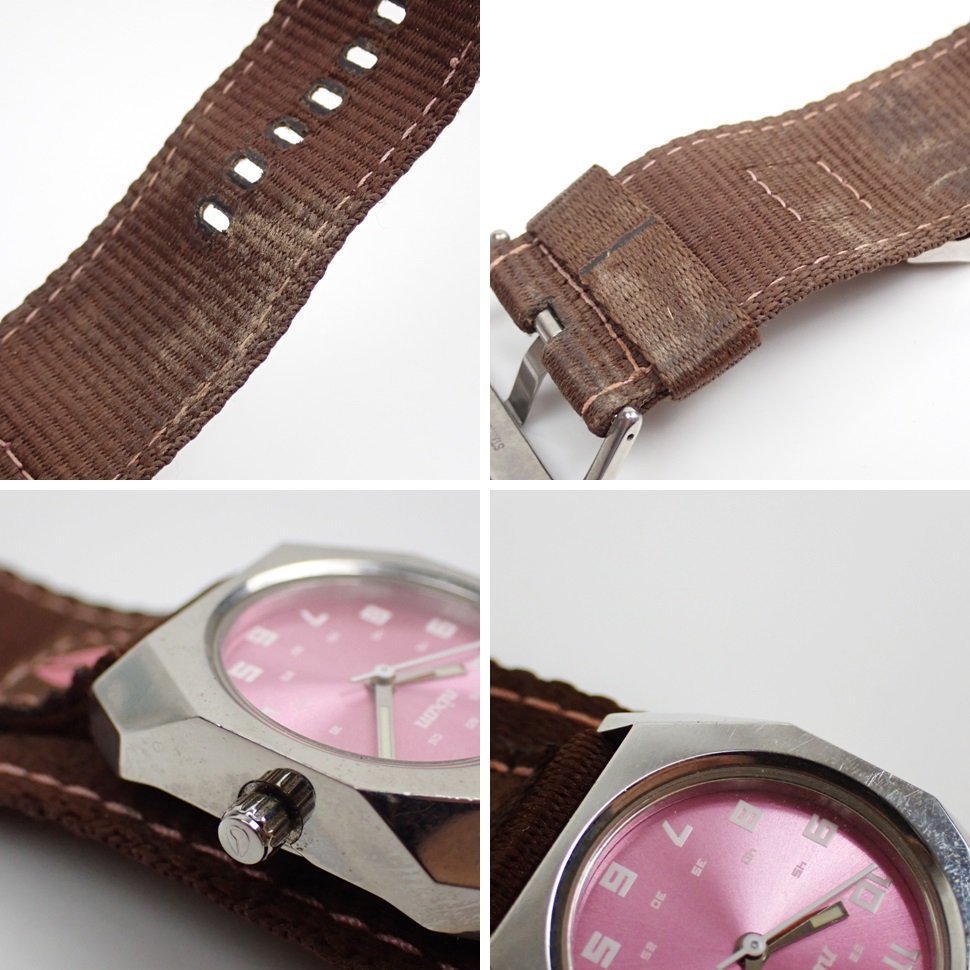 ★NIXON/ニクソン BE PREPARED クォーツ腕時計 ピンク文字盤/3針/100m防水/電池切れ&1949300049の画像8