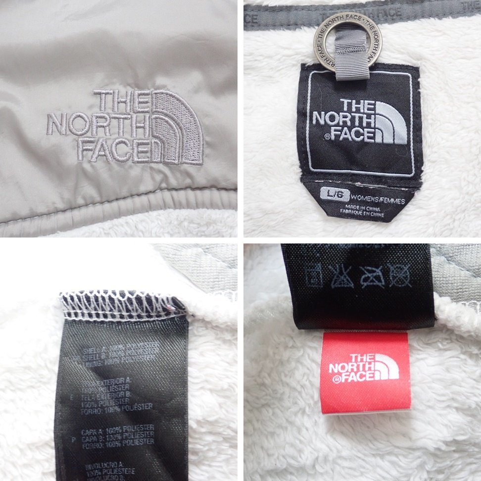 ★THE NORTH FACE/ザノースフェイス フリースジャケット レディースL/オフホワイト×グレー/ストレッチ/パーカー&1950300013_画像5