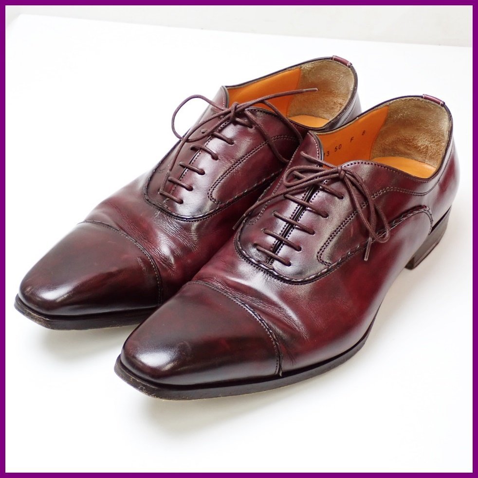 ★Santoni/サントーニ ストレートチップ ビジネスシューズ 8/メンズ27cm相当/バーガンディ/レザー/革靴/紳士靴/イタリア製&1951000010_画像1