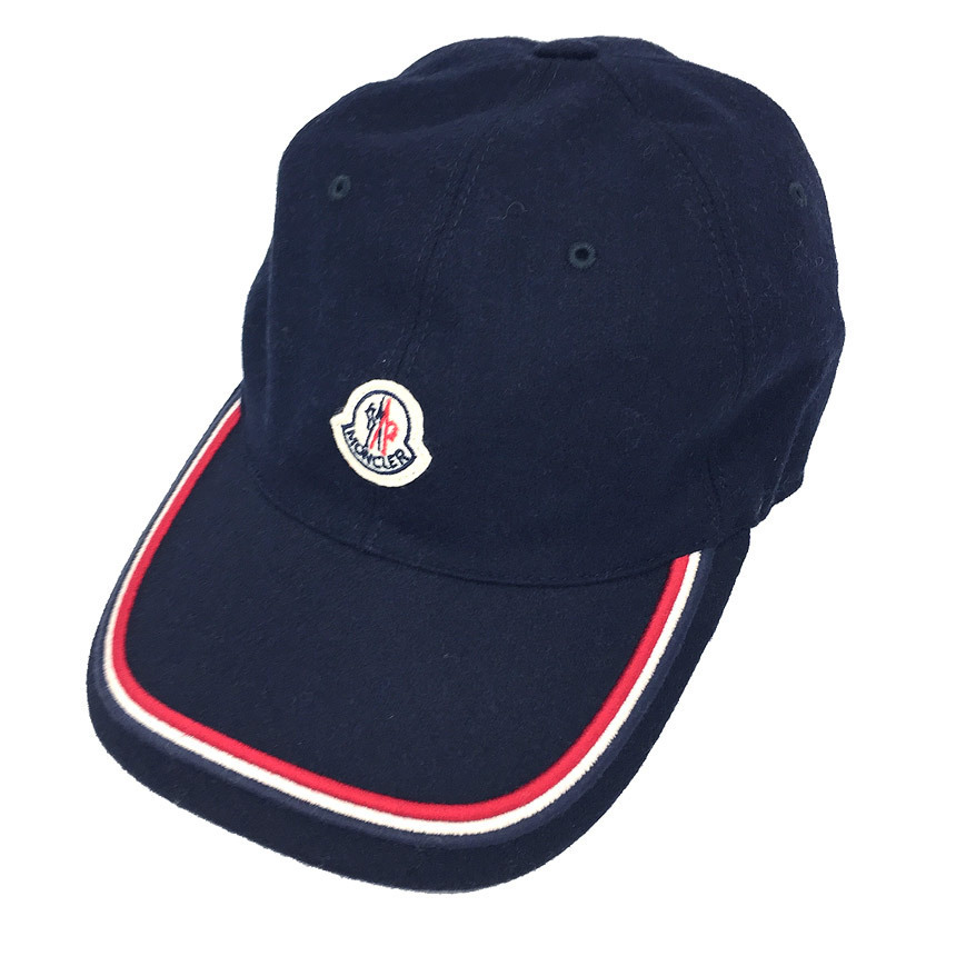セール MONCLER モンクレール ベースボールキャップ 帽子 ネイビー ウール メンズ レディース 新古品 美品 aq5002