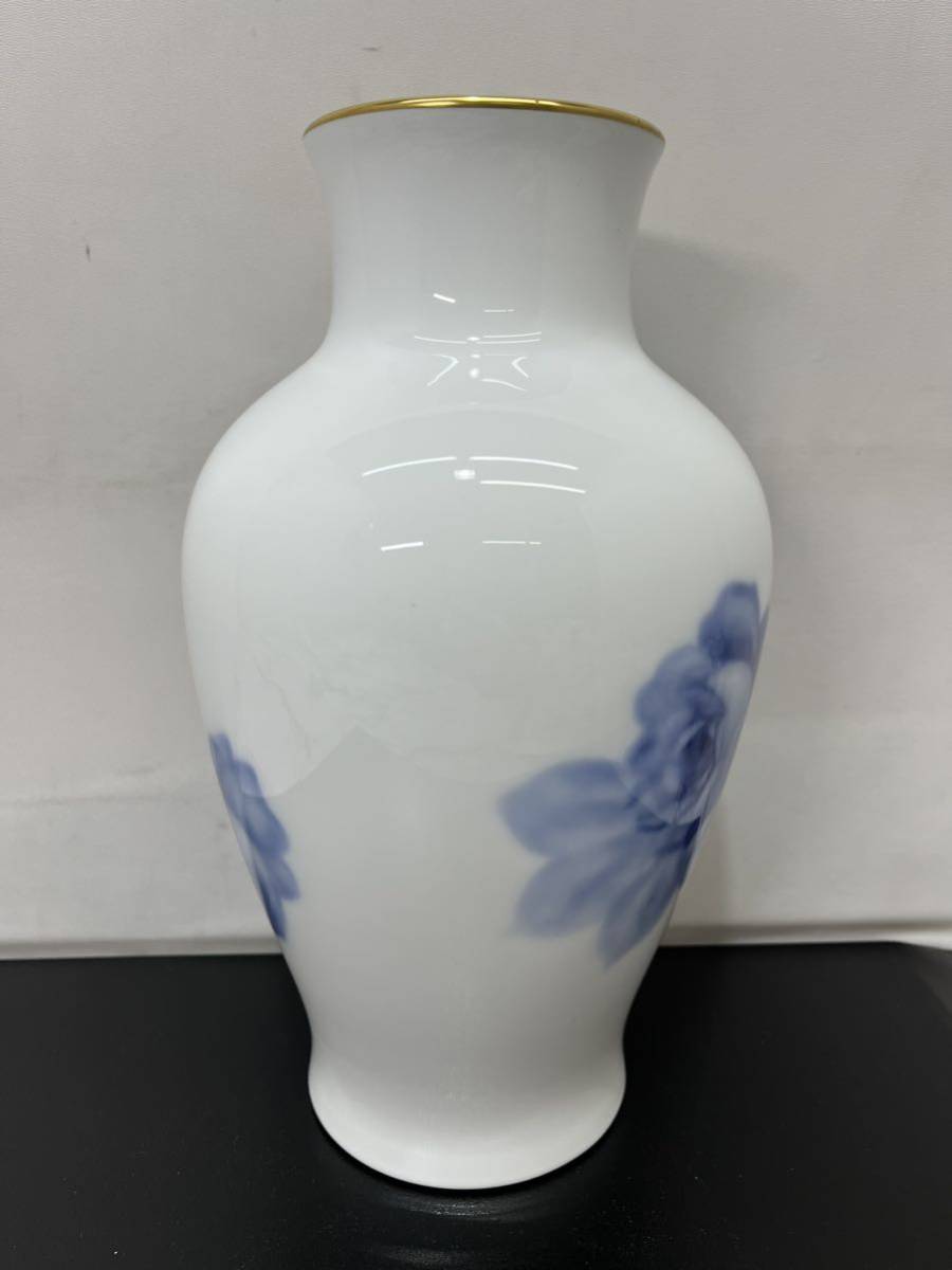大倉陶園/OKURA/花瓶/ブルーローズ/花器/フラワーベース/インテリア/金彩/約28cm_画像3