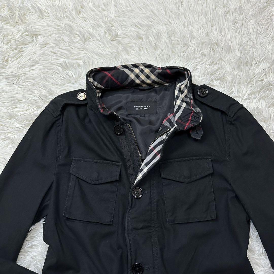 【1円】美品 バーバリーブラックレーベル BURBERRY BLACK LABEL★ ノバチェック ホース刺 M-65 ジャケットフード脱着 ブルゾン ミリタリー _画像3