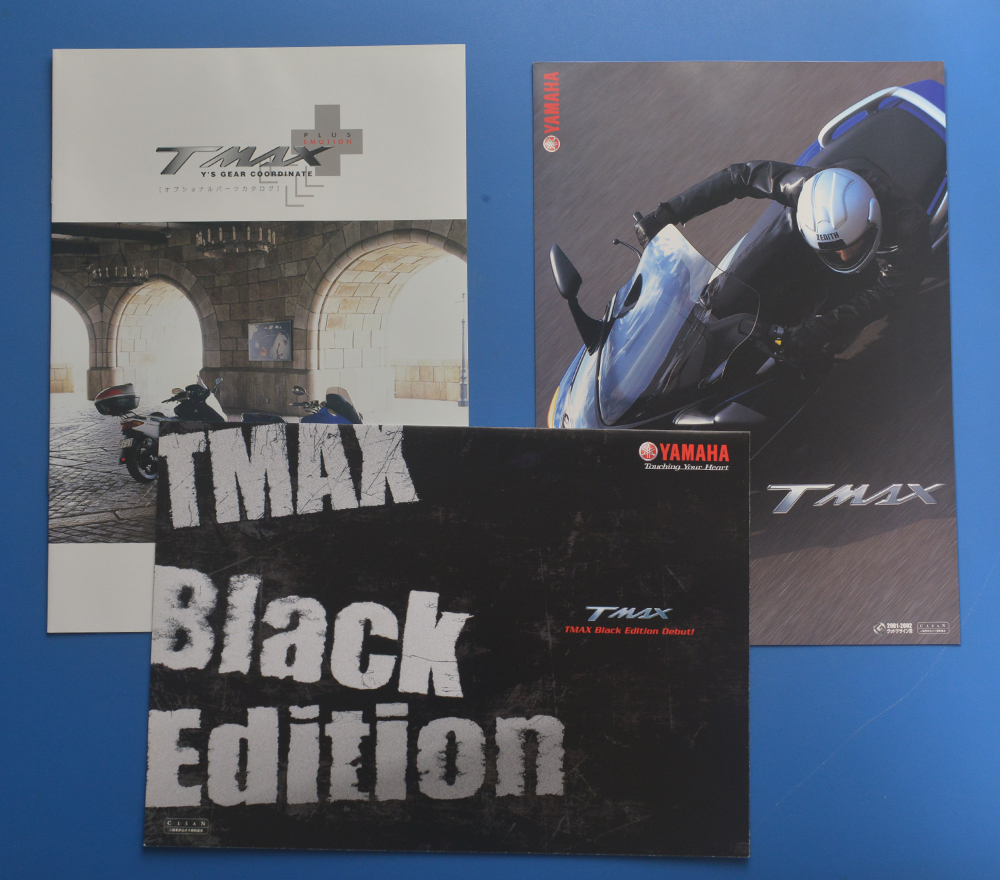 【Y-SCO‐08】ヤマハ　Tマックス　YAMAHA　T MAX　2002年3月　オプショナルパーツ・ブラックエディションカタログ付き　カタログ3冊_画像1