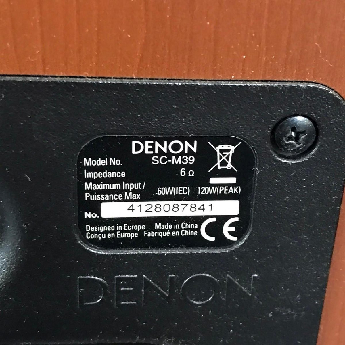 ER1129-2-4 デノン DENON オーディオ スピーカー speaker RCD-M39 SC-M39 6Ω 120W No.4128087841 現状品 ジャンク 100サイズ_画像8