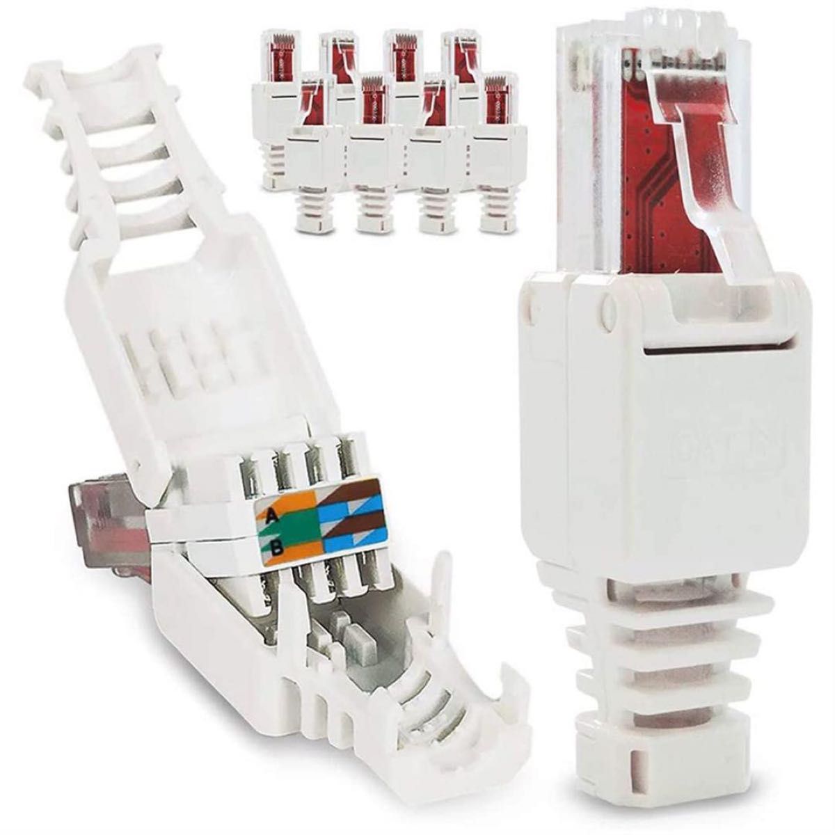 PCケーブル ツールフリー Cat 6 RJ45 ネットワークプラグ 12個