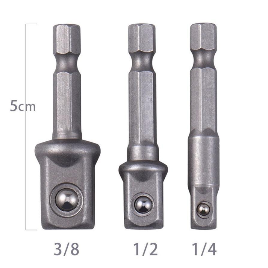 コスパ抜群！ソケットアダプター　３本セット　3本組 六角軸から変換！差込角 6.35(1/4)・9.5(3/8)・12.7(1/2) 3本セット！_画像1