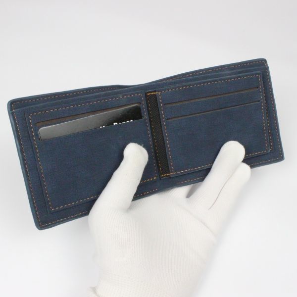 二つ折り 財布 メンズ レザー コンパクト ネイビー 紺 財布 カード収納 新品 未使用 送料無料 SA01N１円_画像5