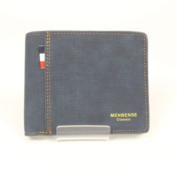 二つ折り 財布 メンズ レザー コンパクト ネイビー 紺 財布 カード収納 新品 未使用 送料無料 SA01N１円_画像2