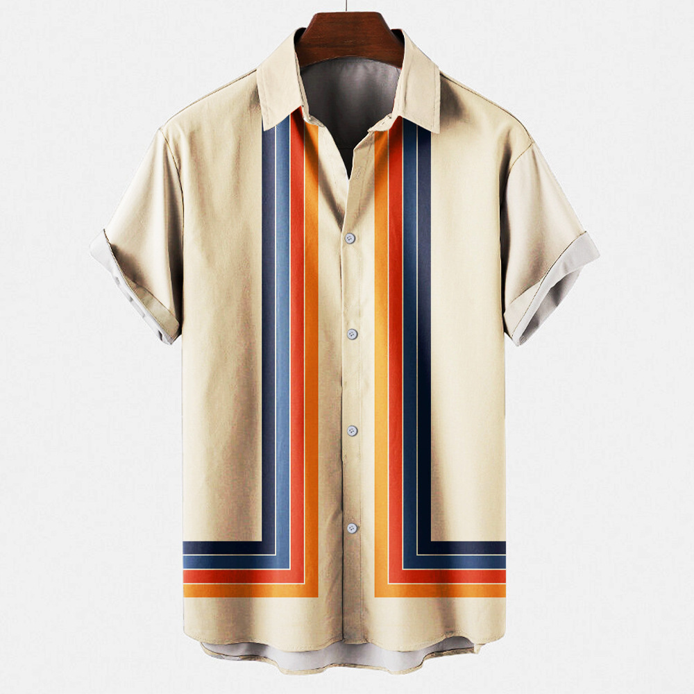 新作 メンズ アロハシャツ 半袖シャツ 夏服 カジュアルシャツ シャツ トップス 五分袖シャツ 大きいサイズ 3色サイズ選択 ブラウン S-5XL_画像3
