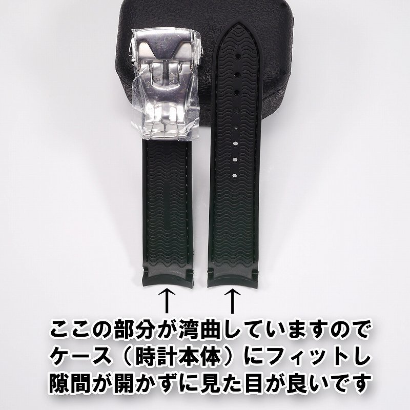 オメガにおすすめ！ ラバーベルト ブラック/シルバー 幅19mm 選べるバックル付き_画像4