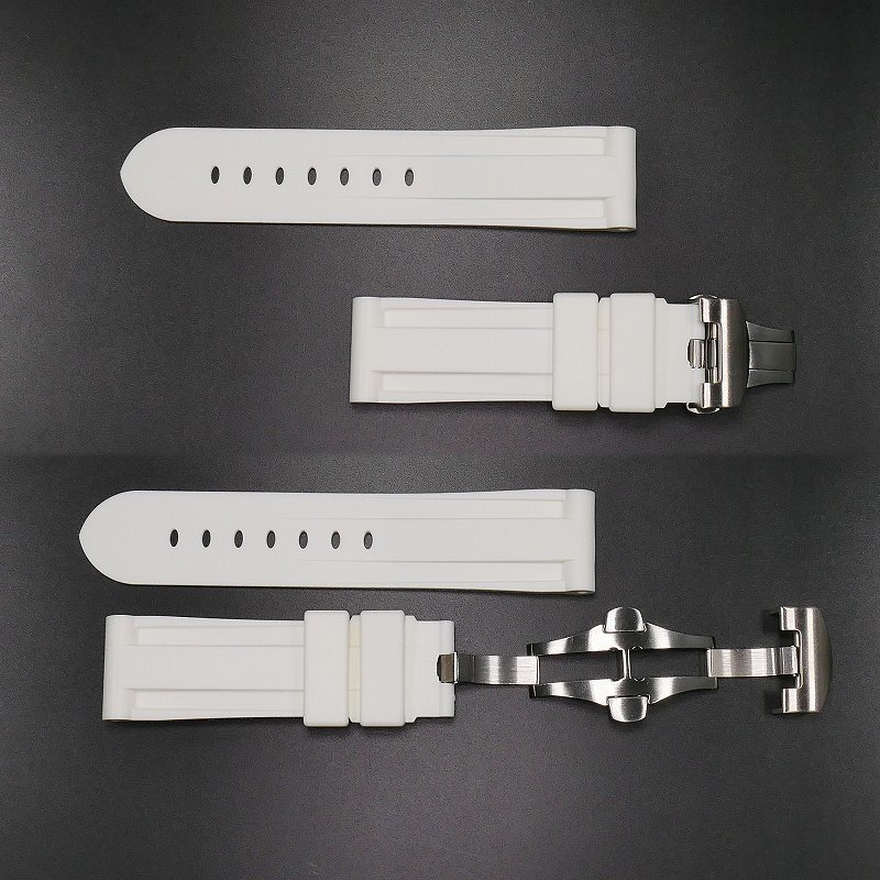 パネライ/PANERAI用 互換ラバーベルト 24mm Ｄバックル付き ホワイトの画像4