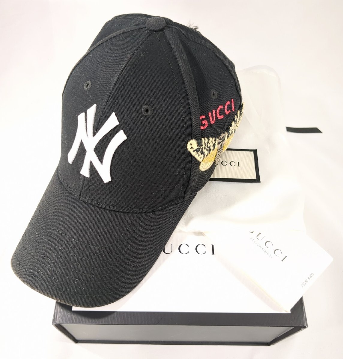 GUCCI グッチ キャップ ニューヨーク ヤンキース バタフライパッチ キャップ ベースボール 帽子 538565 サイズ 57-61cm 箱あり レア