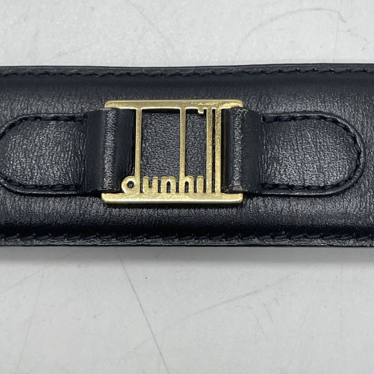 KO1236□ dunhill ダンヒル レザー ロゴプレート ゴールド金具 ベルト ブラック 36-90サイズ ビジネス 紳士 メンズ_画像7