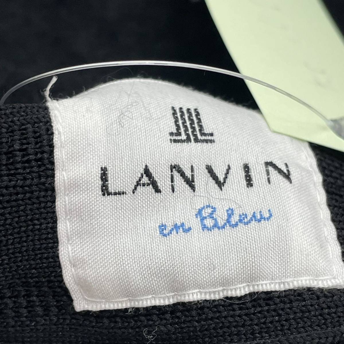 KO1660□LANVIN en Blue ランバン オンブルー ベレー帽 ウール ブラック ロゴ刺繍 S-Mサイズ 56-57.5㎝ レディース_画像5