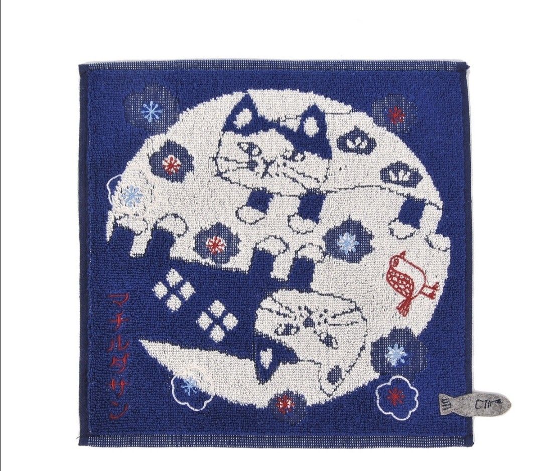 マチルダ　ネコ　ねこ　猫　ハンカチ　タオル　ミニタオル　刺繍　タオルハンカチ　クスグルジャパン