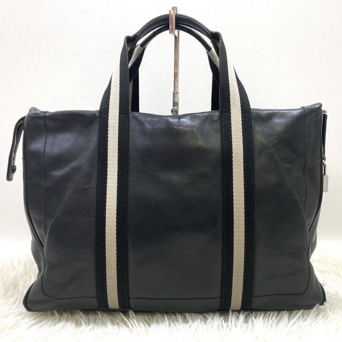 1円 【美品】 BALLY バリー ビジネスバッグ トート ブラック レザー トレスポ シルバー金具 A4収納 メンズ 通勤 大容量 ブリーフケース_画像2