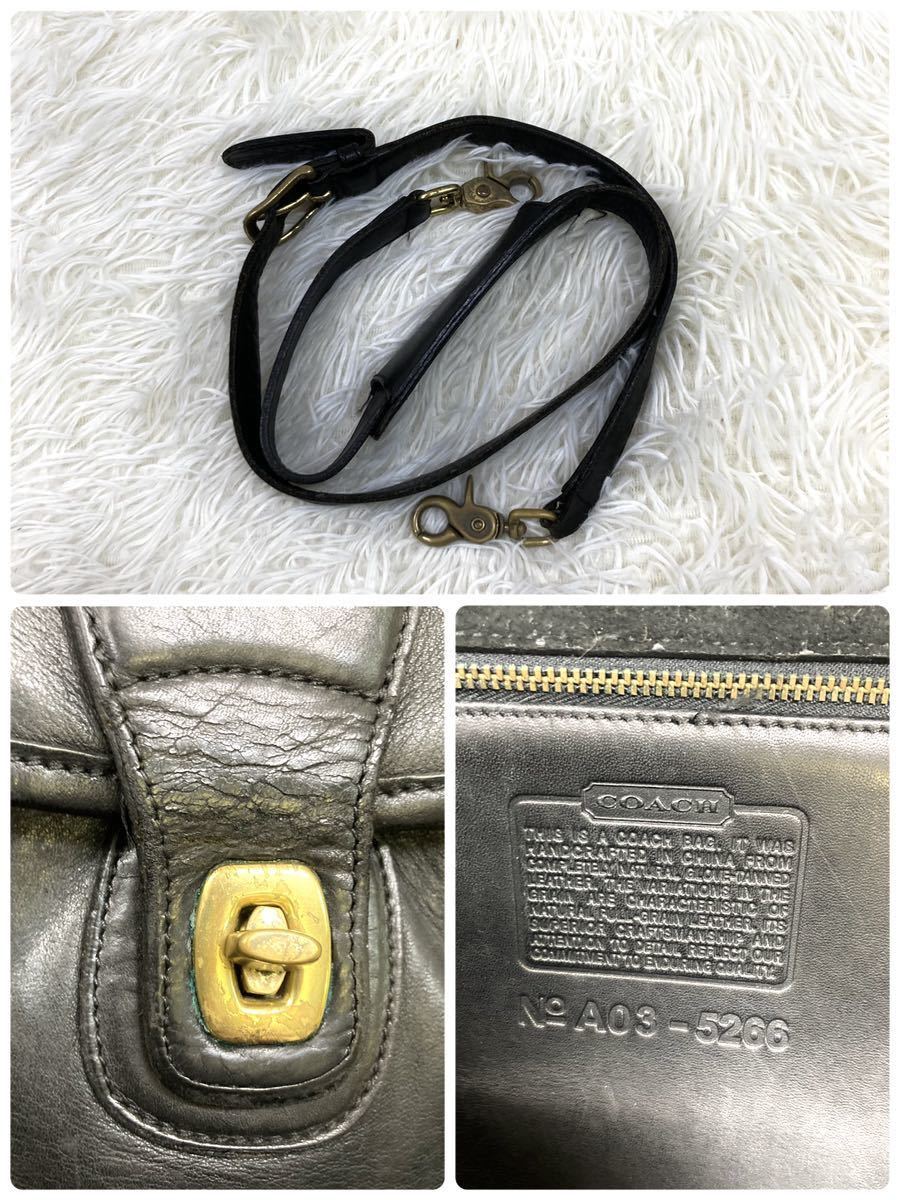 1円 【超人気】 COACH コーチ ビジネスバッグ ブリーフケース 2way ショルダー ゴールド金具 ブラック レザー メンズ A4収納 5266 通勤_画像10