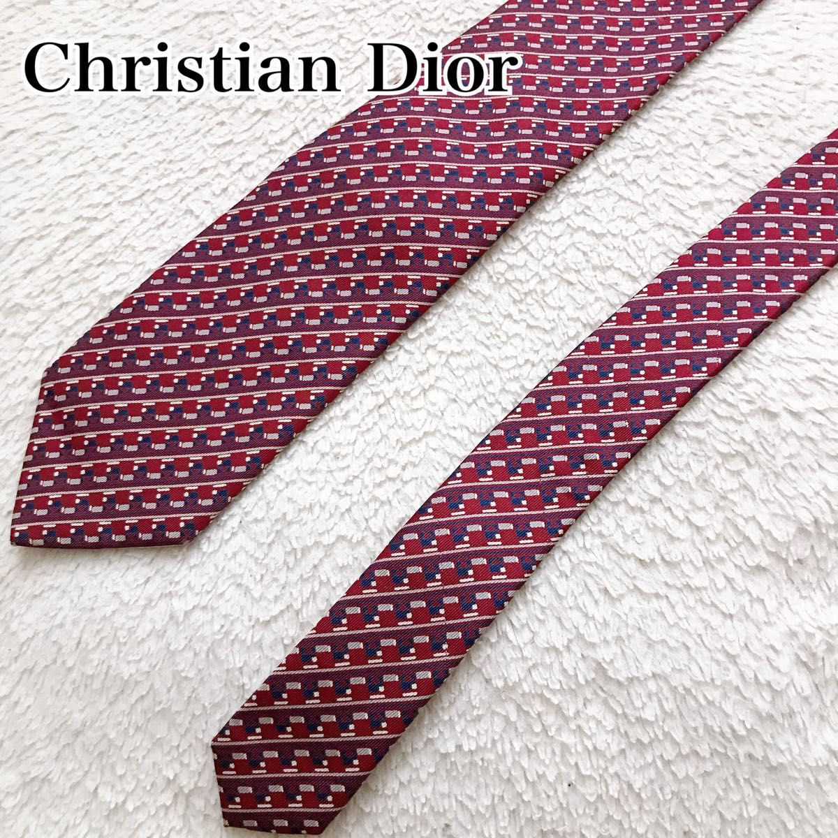 ChristianDior クリスチャン ディオール ブランド ネクタイ 幾何学　 総柄　 シルク