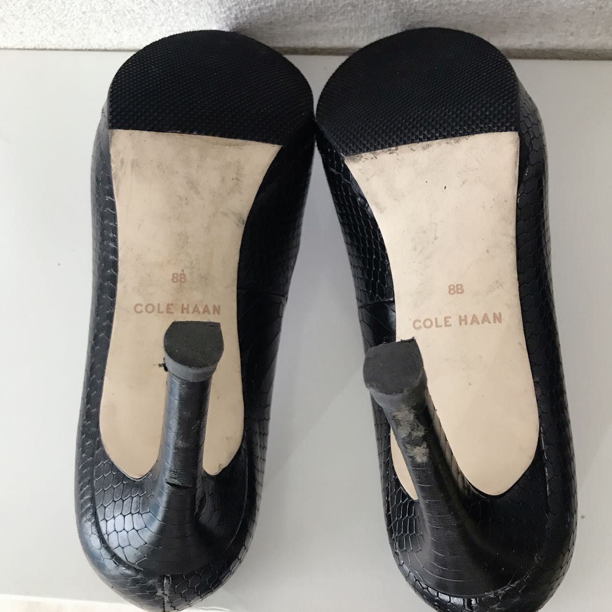 COLE HAAN コールハーン　ハイヒール 黒　スネーク　　本革　25cm