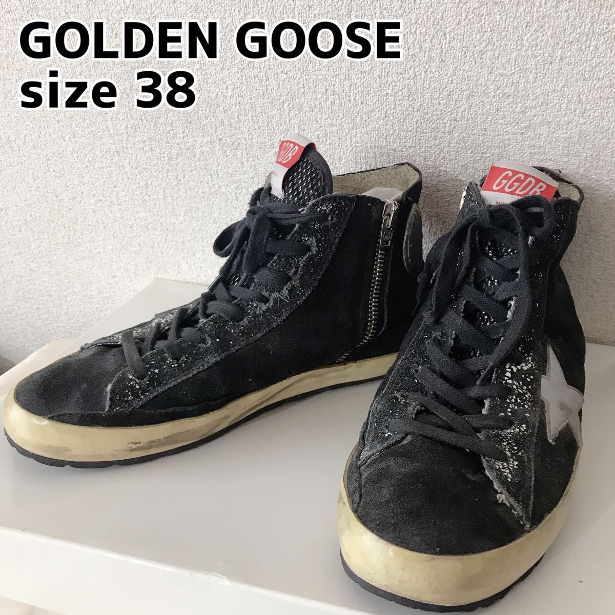 希少 レア　Golden goose  ゴールデングース GGDB Francy ハイカット スニーカー　黒　エイジング加工