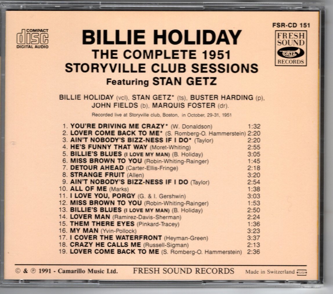 BILLIE HOLIDAY/THE COMPLETE 1951 STORYVILLE CLIB SESSIONS_画像2